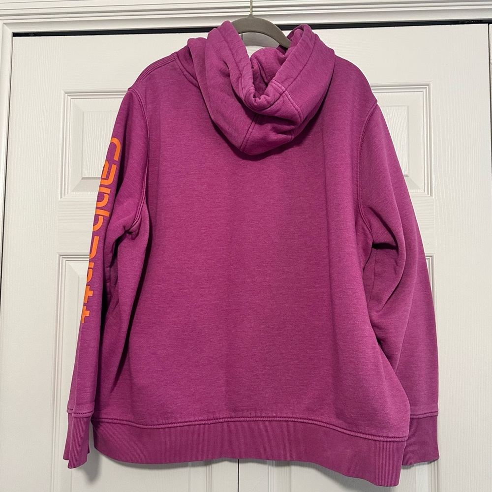 Carhartt Clarksburg Logo Hoodie Sweatshirt in Fuchsia Size XXL VGUC - Picture 2 of 6